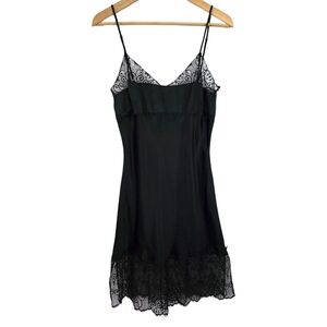 Intimissimi Black Silk Blend Lacy Slip Dress M Medium